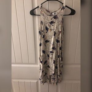 Cute casual bird print dress with pockets